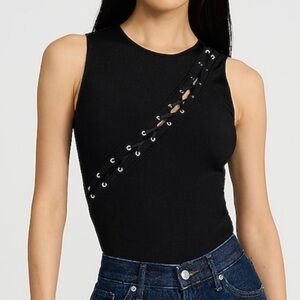 Express Body Contour Ribbed Lace-Up Bodysuit